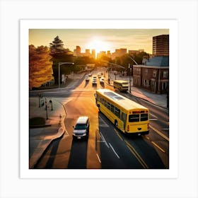 Transit Tracking School Journey Bus Stop Drone Route Dropped Community Day Small Wheel N (1) Art Print