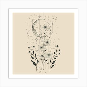 Minimalist Boho Celestial Moon 13 Art Print