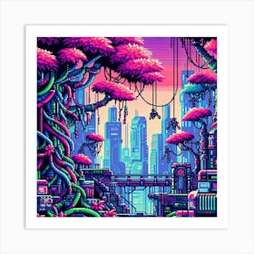 8-bit cybernetic jungle 1 Art Print