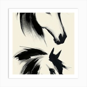 Two Horses Ink Art Print