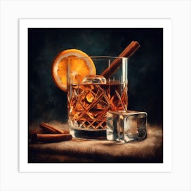 Cocktail With Cinnamon Sticks Art Print