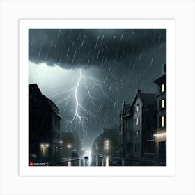 Lightning Storm In The City Art Print