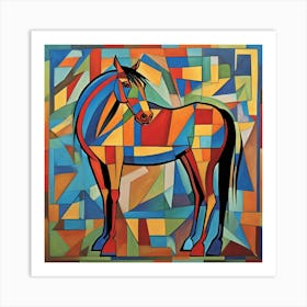 Horse Cubism Style Art Print