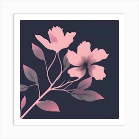 Pink flower with dark purple background Art Print