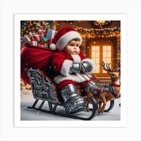 Santa Claus In Sleigh Art Print