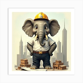 Flux Dev A Detailed Illustration Of An Anthropomorphic Elephan 1 Art Print