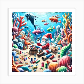 Super Kids Creativity:Santa Under The Sea Art Print