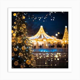 A Night Scene Lit With Magical Sparkling Decorations And Luxurious Shimmering Lights Glowing In A (4) Art Print