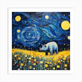 Starry Night Rhino Art Print