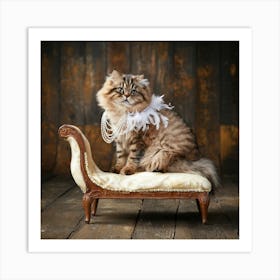 Persian Cat Sitting On A Chair Art Print