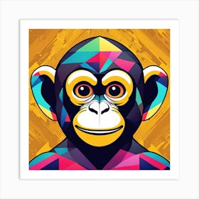 Colorful Cheeky Chimp Art Print