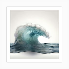 Wave Isolated On White 8 Art Print