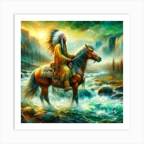 Oil Texture Native American Warrior Copy Art Print