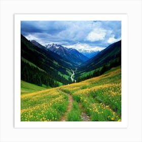 Yellow Flowers In The Mountains Art Print