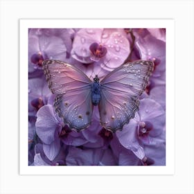 Butterfly On Orchids 1 Art Print