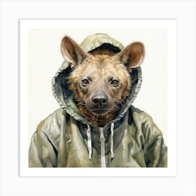 Watercolour Cartoon Hyena In A Hoodie 2 Art Print