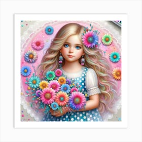 Girl With Flowers 9 Art Print