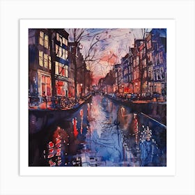 Amsterdam Red Light District at Night Series 3 Art Print