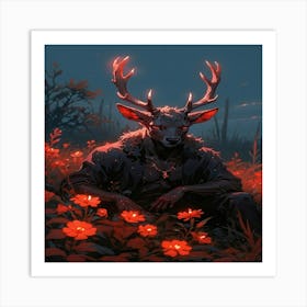 Default Graphic Novel Style Handsome Demon Deer Antlers Relaxi 0 Art Print
