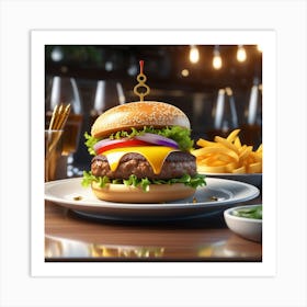 Hamburger On A Plate 190 Art Print