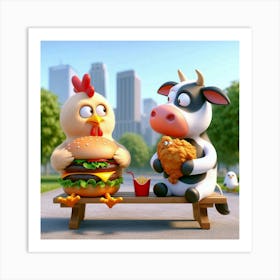 Chicken And Burger Art Print