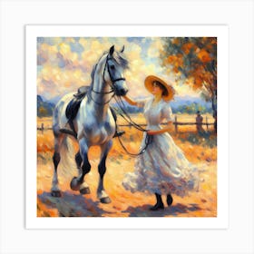 Girl With A Horse Art Print