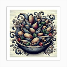 Bowl Of Shells,Seafood Feast Art Print