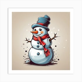 Snowman Vector Art Print