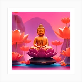 Buddha In Lotus Art Print