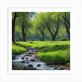 Stream In The Park Art Print