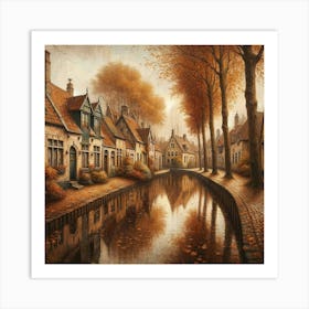 Canal In The Village Art Print