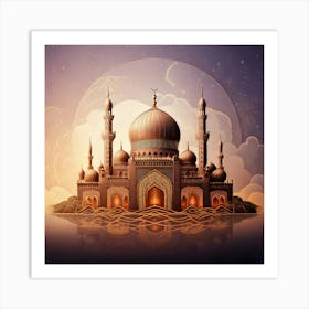 Firefly Mosque, Illustration, Wallpaper, Islamic, Logo, Architecture, Minaret, Dome, Prayer, Religio (10) Art Print