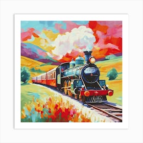 Brightly Coloured Train Art Print