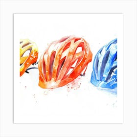 Watercolor Bicycle Helmets 2 Art Print