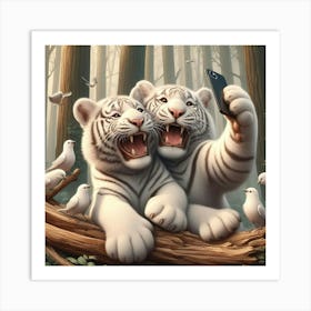 White Tigers Art Print