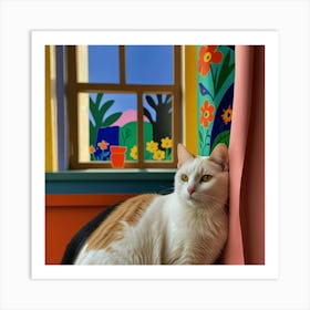 Default Matisse Inspired Open Window Cat Art 3 Art Print