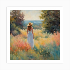 Girl In A Field Art Print