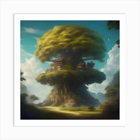 GREEN MUSHROOM HOUSE Art Print