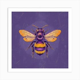 Bee On Purple Background Art Print