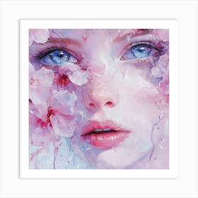 Cherry Blossoms Girl Art Print