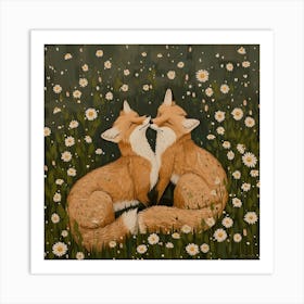 Foxes Fairycore Painting 1 Art Print