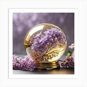 Lila Flower In A Crystal Ball Art Print