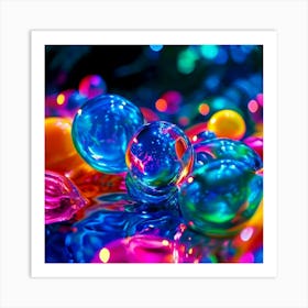 Glow Shapes Neon Bright Color 3d Fluid Bubbles Luminous Vibrant Vivid Radiant Flowing G (14) Art Print