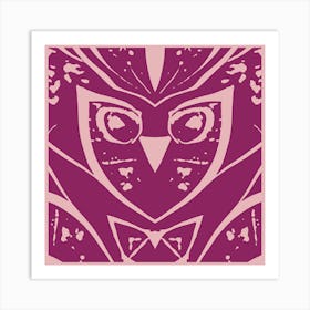 Abstract Owl Two Tone Purple Art Print