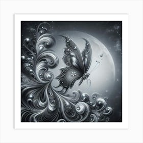 Butterfly On The Moon 1 Art Print