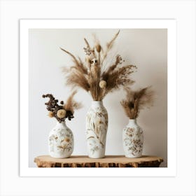 Vases With Dried Flowers Art Print