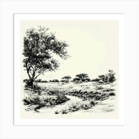 Landscape Drawing Art Print