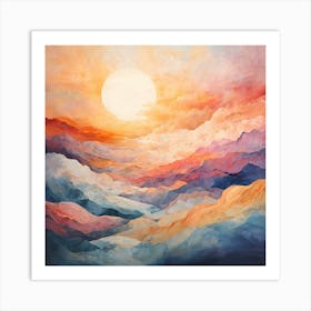 Sunset In The Mountains 3 Art Print