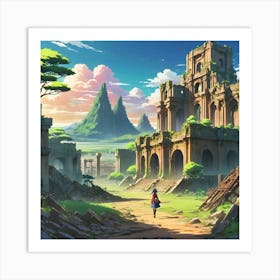 Old City Anime Art Print