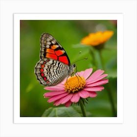 Butterfly On A Flower Art Print